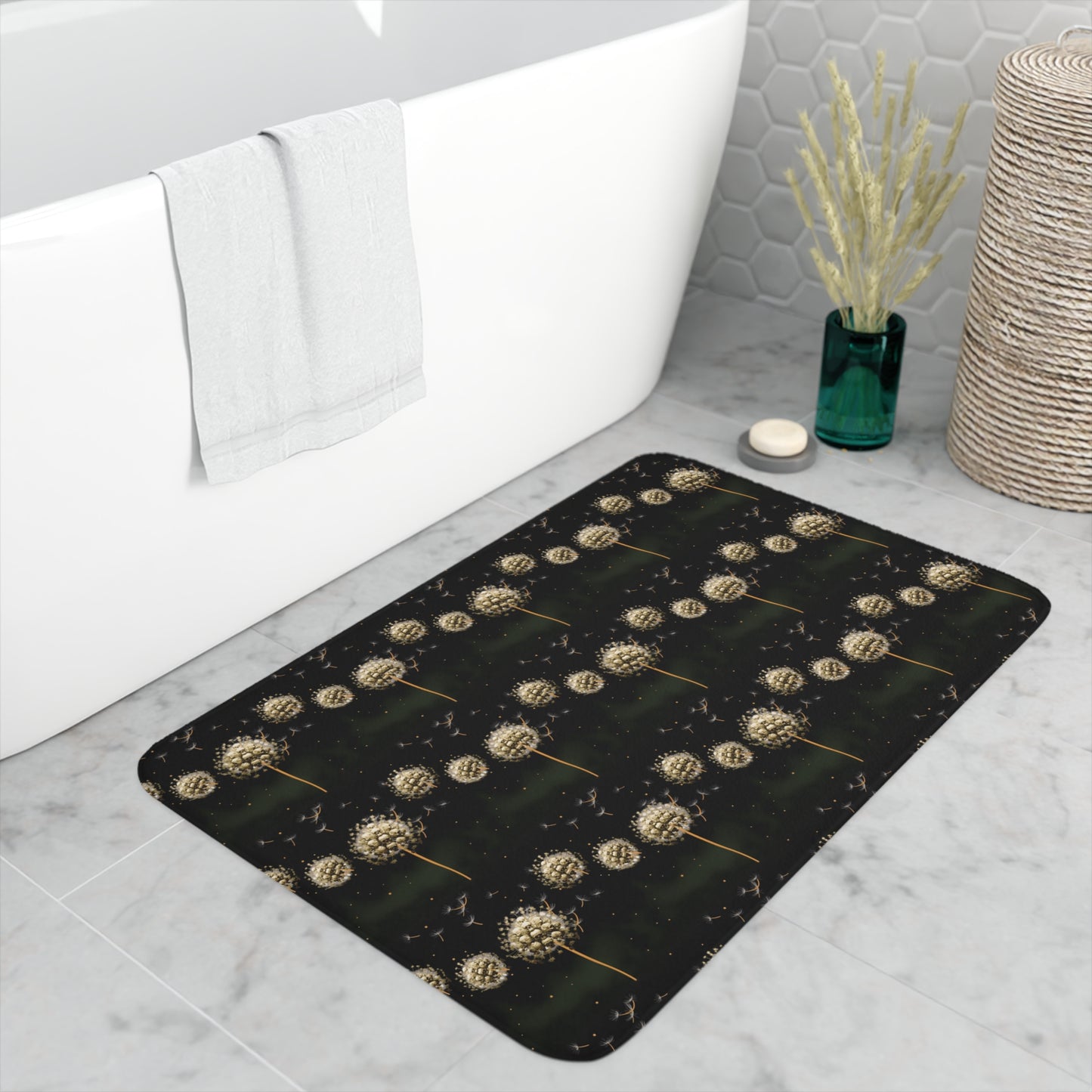 Dandelion Skulls Memory Foam Bath Mat