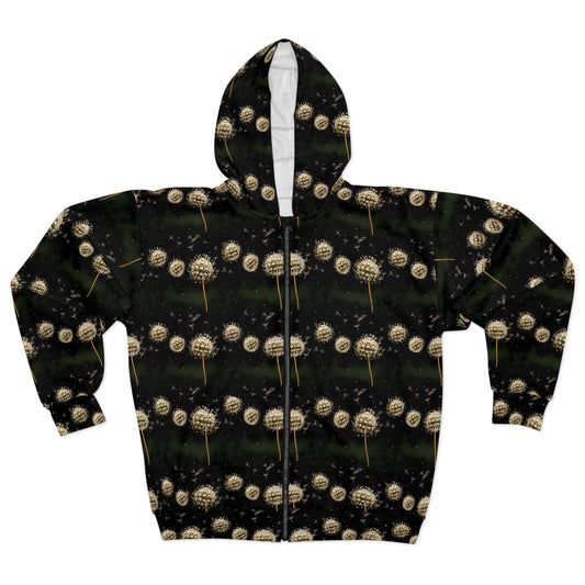 Dandelion Skulls Unisex Zip Hoodie