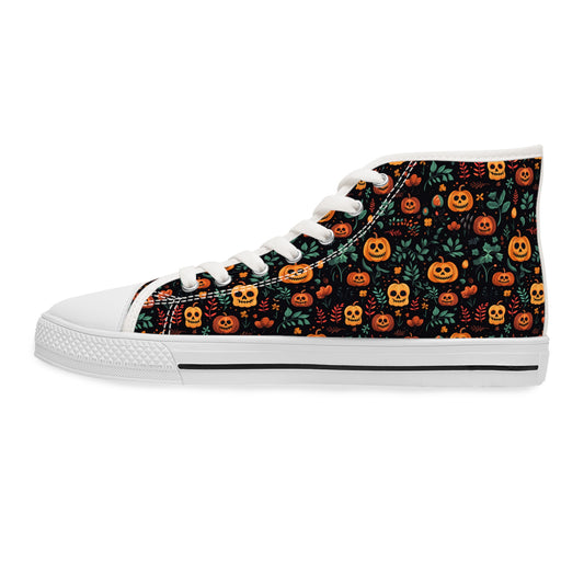 Jack-O-Lantern Print Women's High Top Sneakers