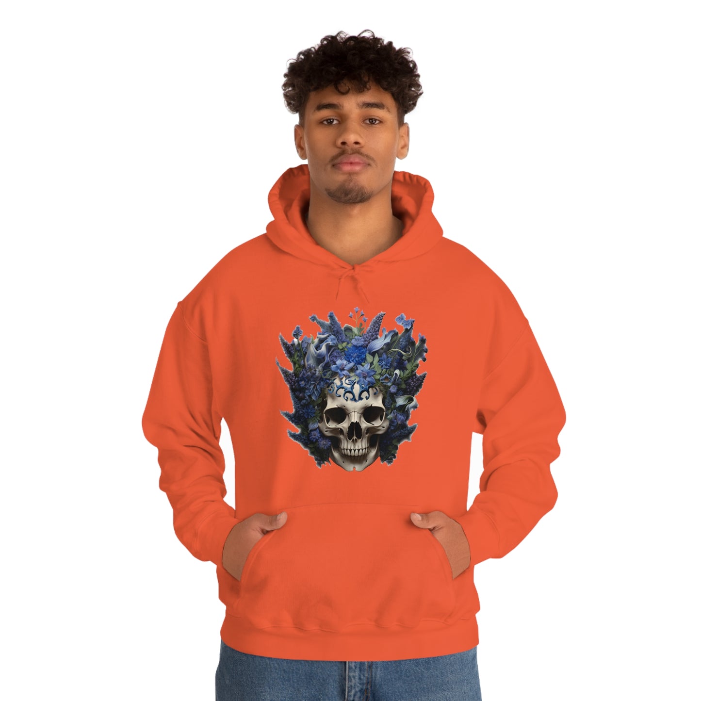 Bluebonnets Blue Lupine Floral Skull Unisex Heavy Blend™ Hooded Sweatshirt