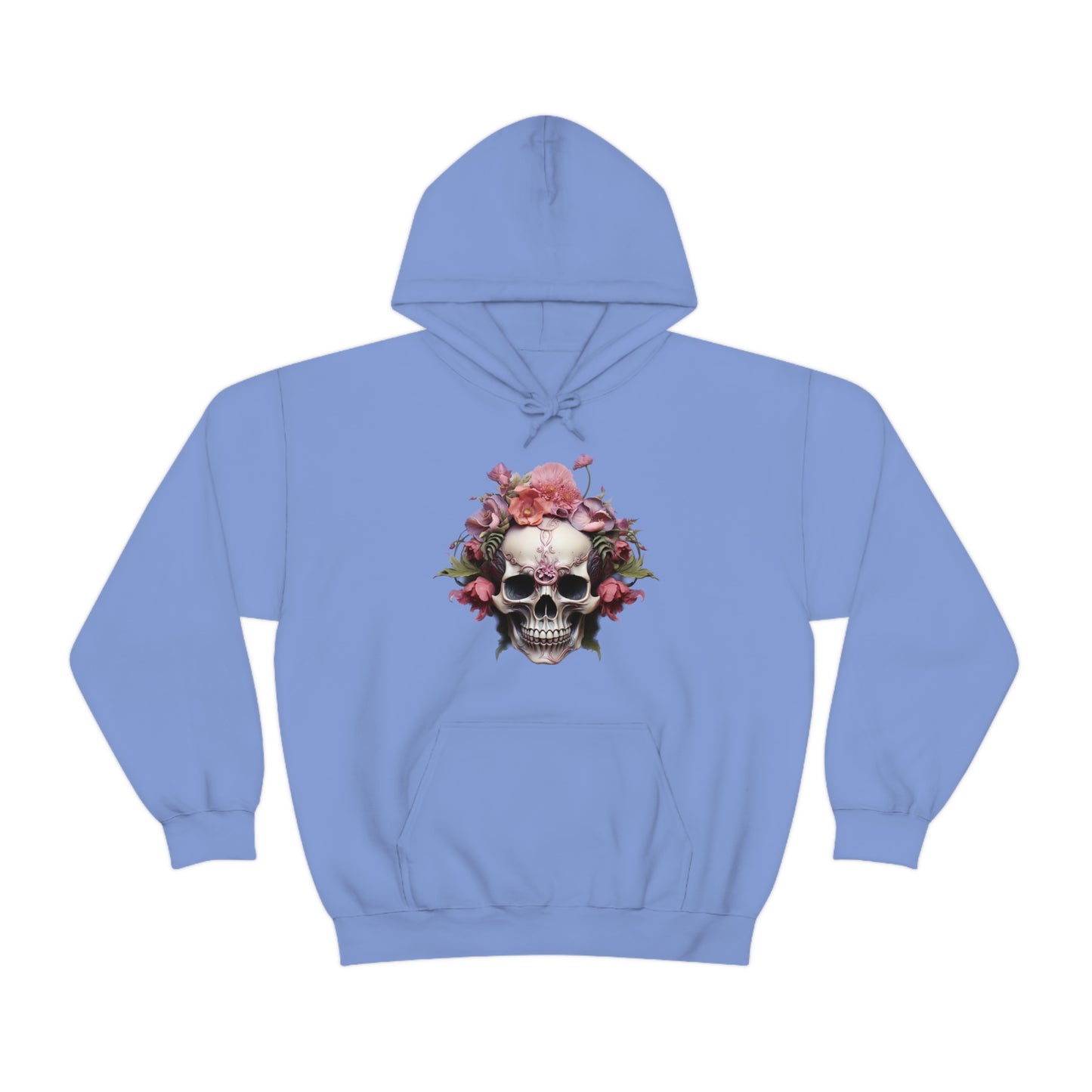 Pink Poppy Floral Skull Unisex Heavy Blend™ Hooded Sweatshirt