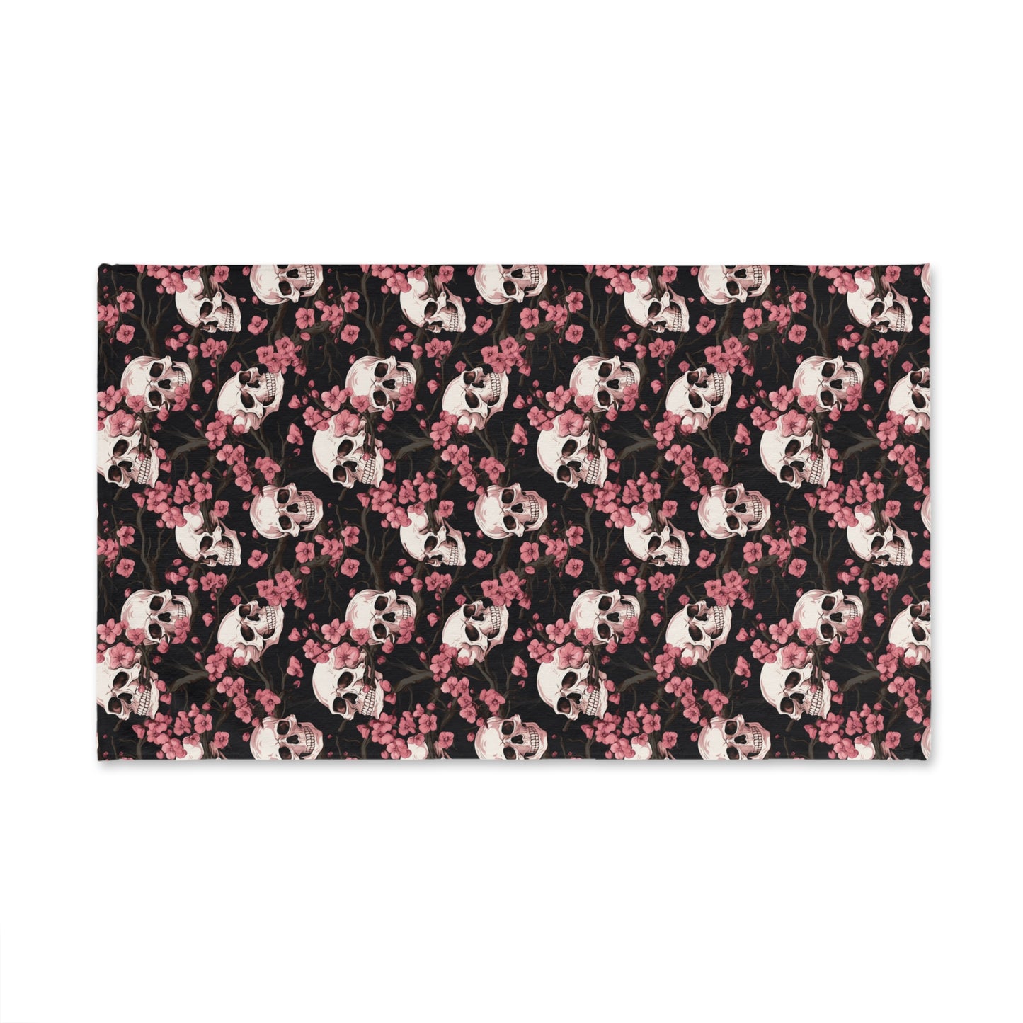 Pink Cherry Blossoms & Skulls Hand Towel