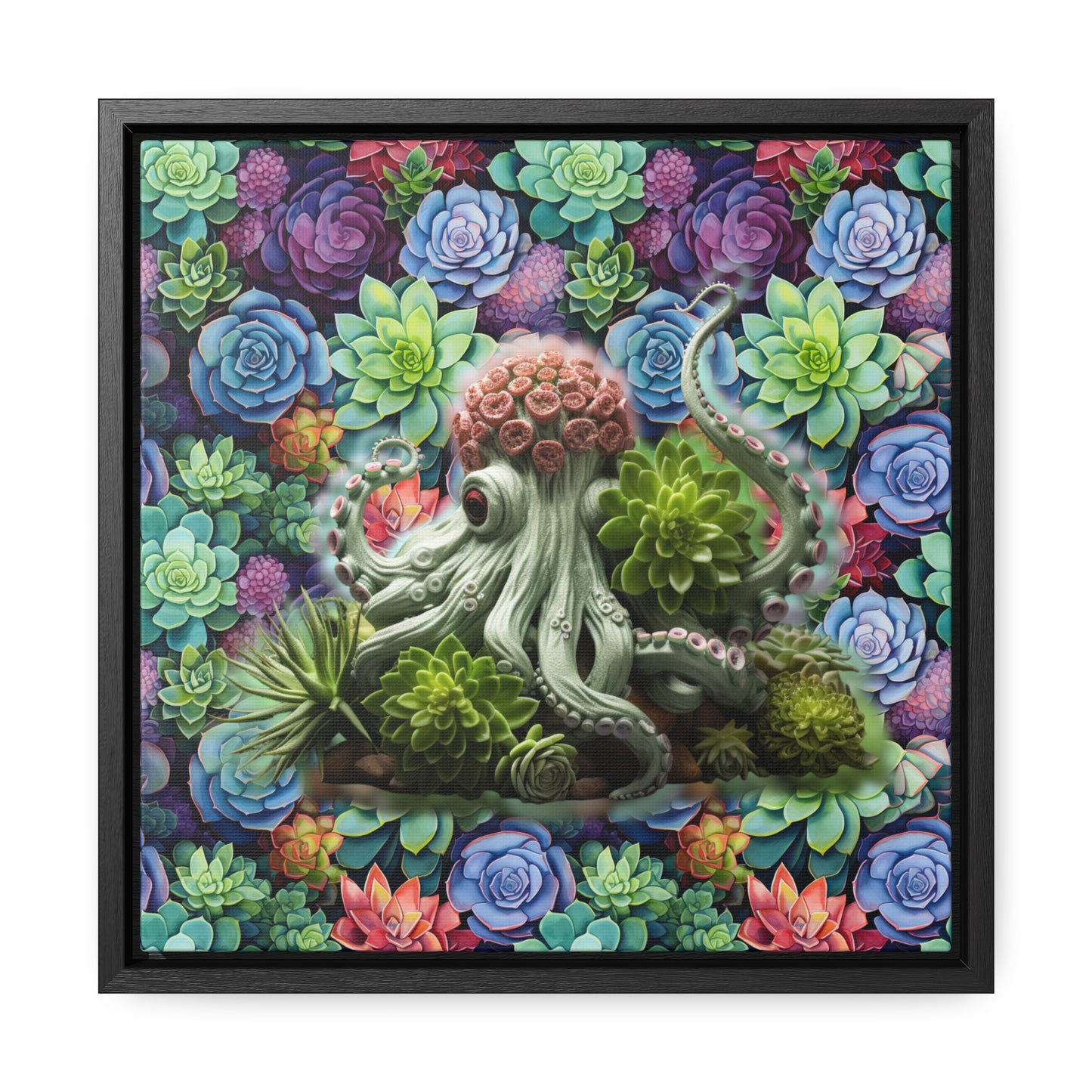 Rose the Octopus Succulent Creatures Digital Art Print Gallery Canvas Wraps, Square Frame