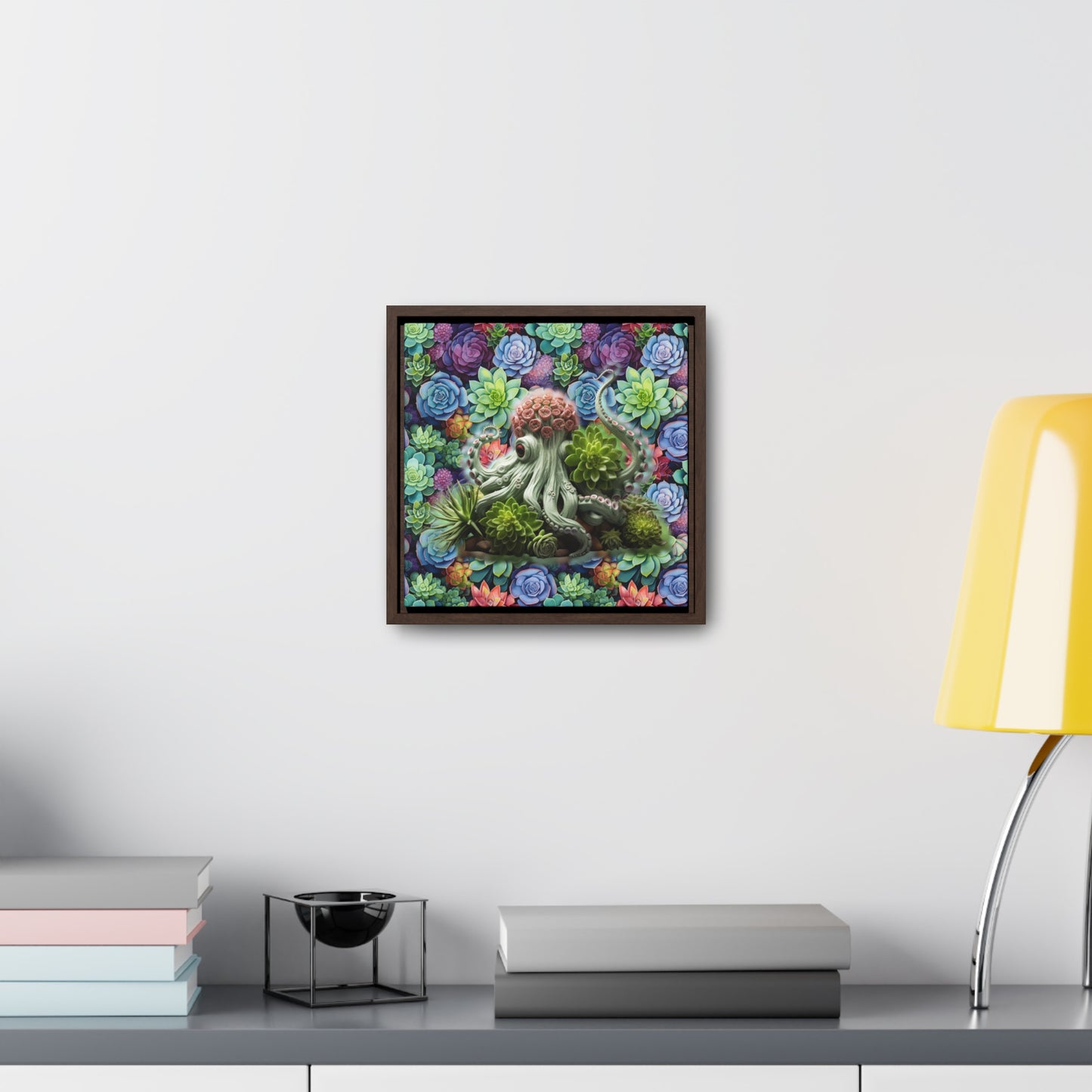 Rose the Octopus Succulent Creatures Digital Art Print Gallery Canvas Wraps, Square Frame