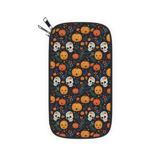 Happy Pumpkins & Talavera Style Skulls Passport Wallet