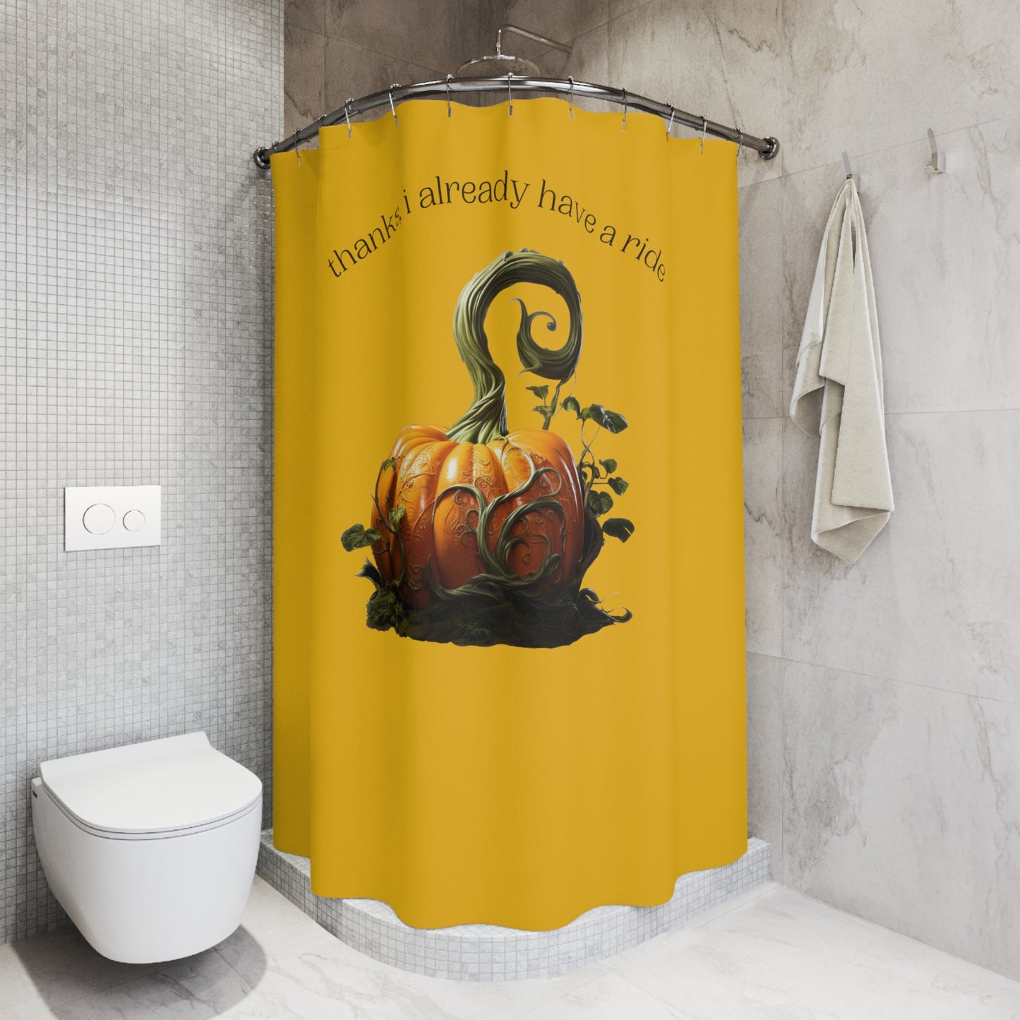 Thanks, I Already Have a Ride Cinderella Pumpkin Polyester Shower Curtain