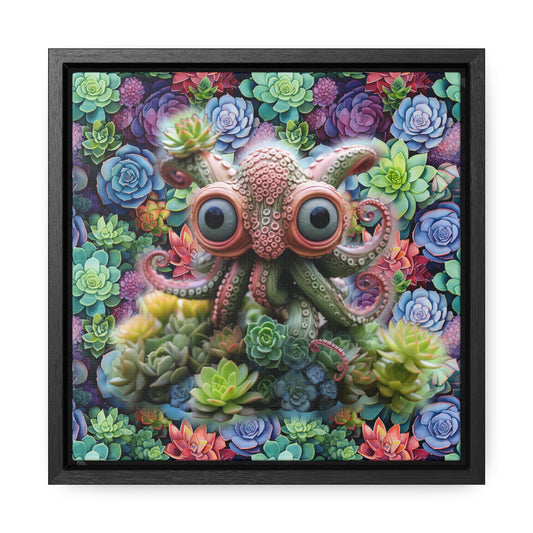 Simon the Octopus Succulent Creatures Digital Art Print Gallery Canvas Wraps, Square Frame