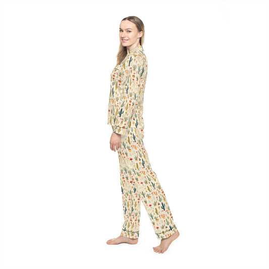 Cactus Print Women's Satin Pajamas