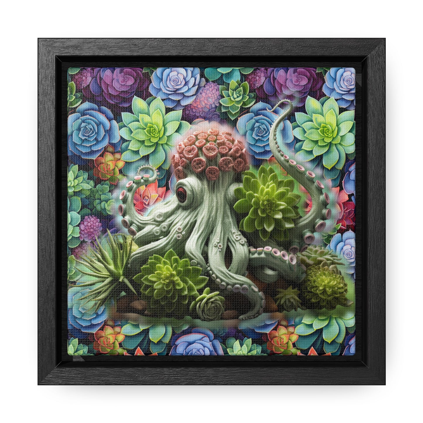 Rose the Octopus Succulent Creatures Digital Art Print Gallery Canvas Wraps, Square Frame