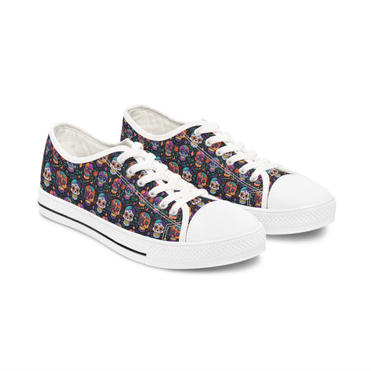 Calavera Sugar Skull Print Women's Low Top Sneakers