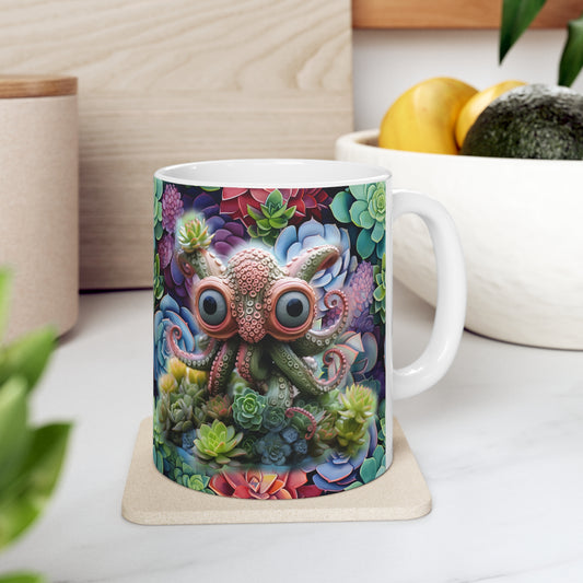 Simon the Octopus Succulent Creatures Ceramic Mug 11oz