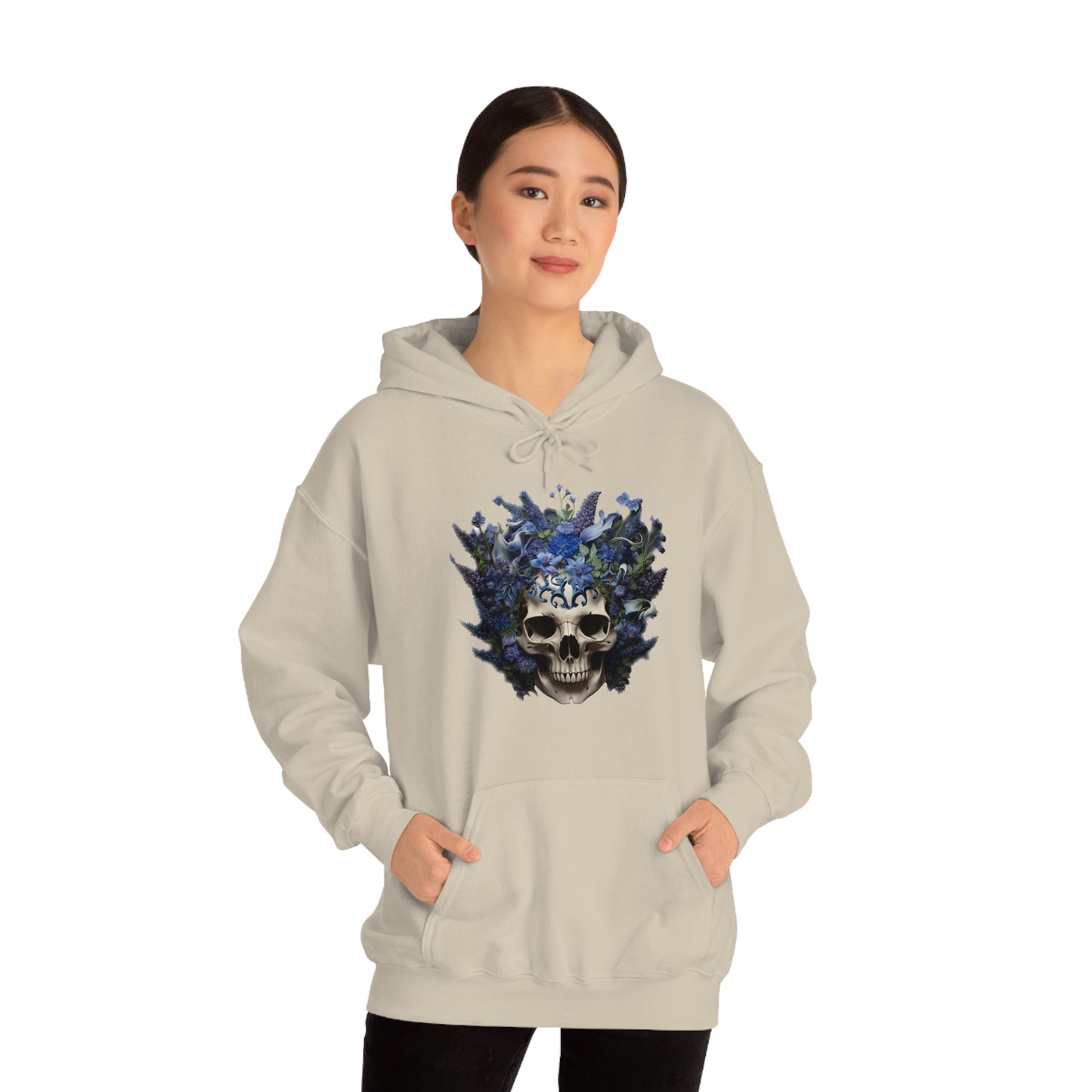 Bluebonnets Blue Lupine Floral Skull Unisex Heavy Blend™ Hooded Sweatshirt