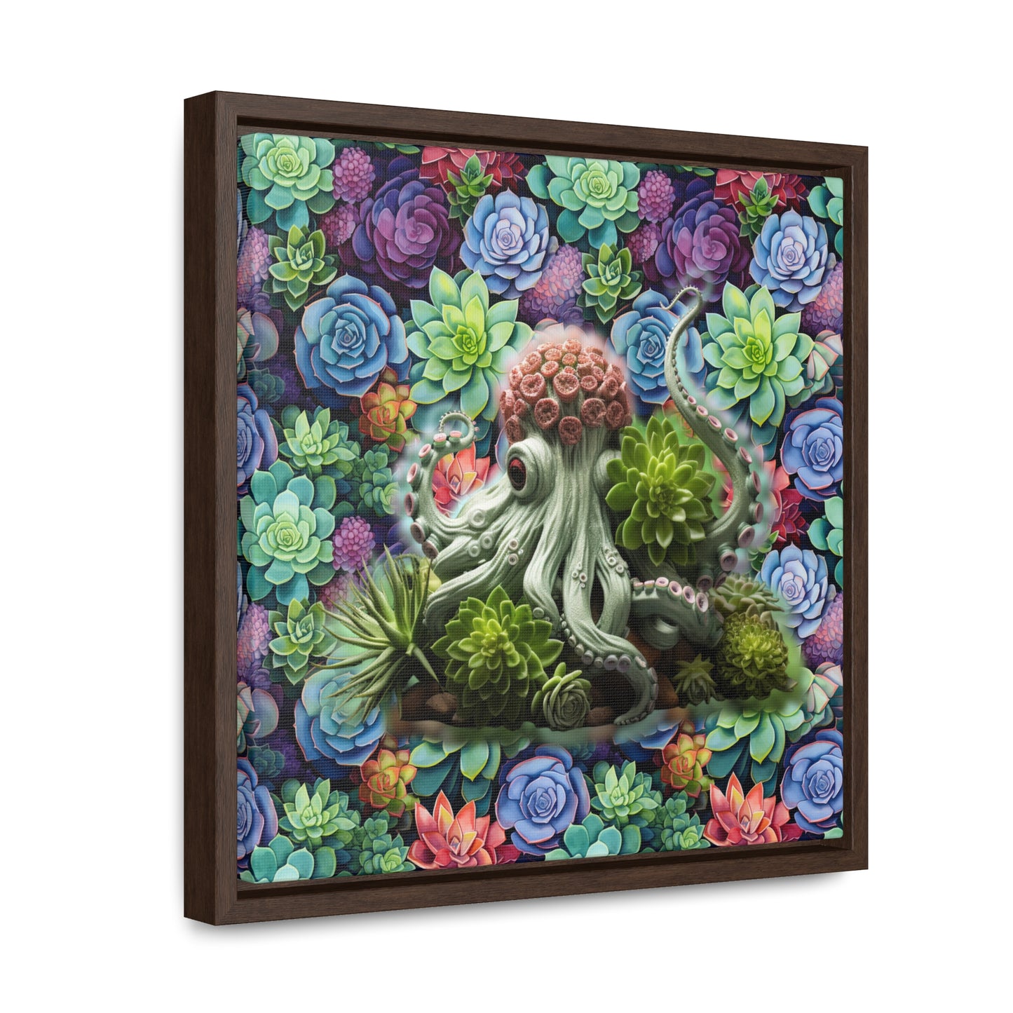 Rose the Octopus Succulent Creatures Digital Art Print Gallery Canvas Wraps, Square Frame