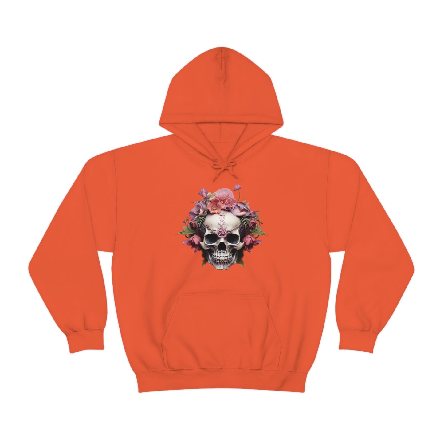 Pink Poppy Floral Skull Unisex Heavy Blend™ Hooded Sweatshirt