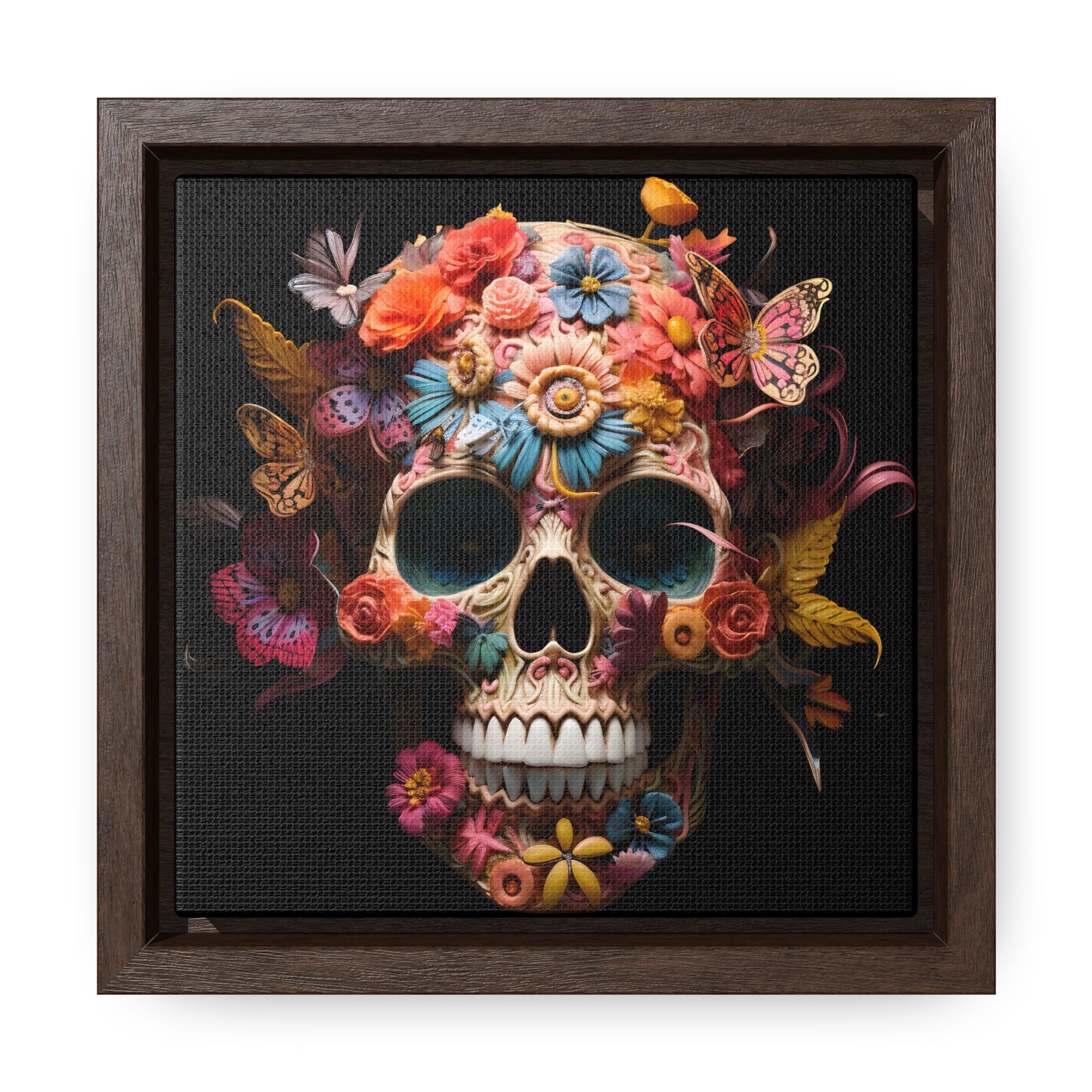 Paper Butterflies Skull Digital Art Gallery Canvas Wraps, Square Frame