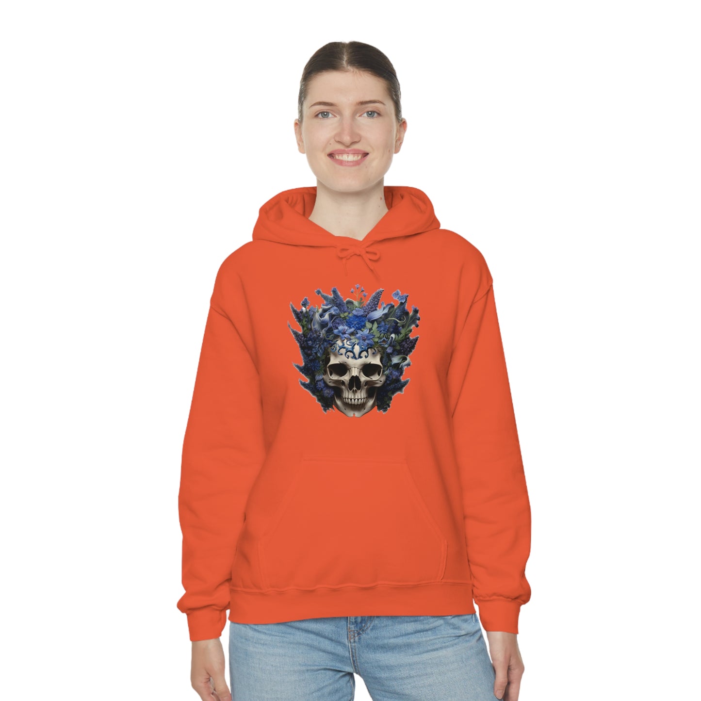 Bluebonnets Blue Lupine Floral Skull Unisex Heavy Blend™ Hooded Sweatshirt