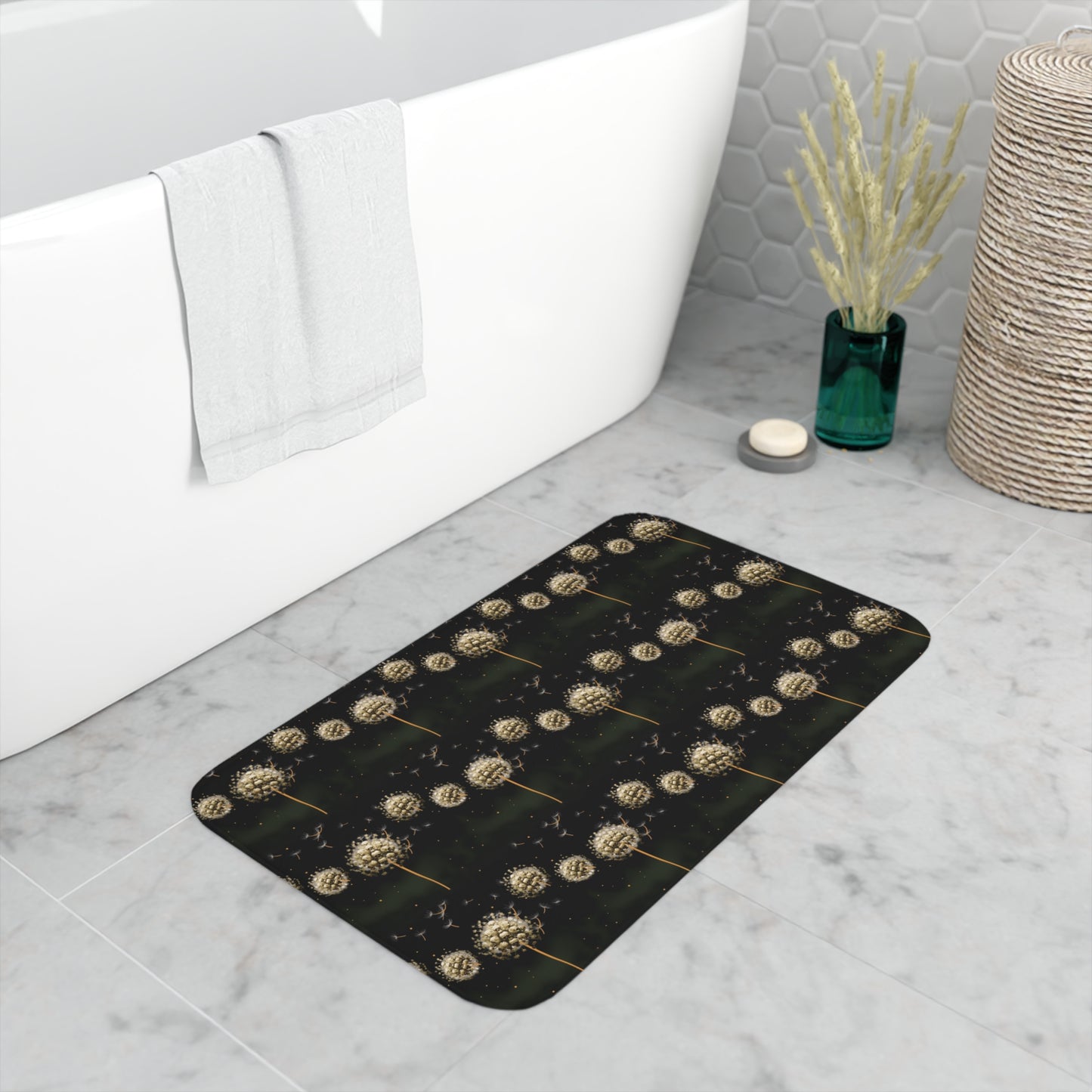 Dandelion Skulls Memory Foam Bath Mat