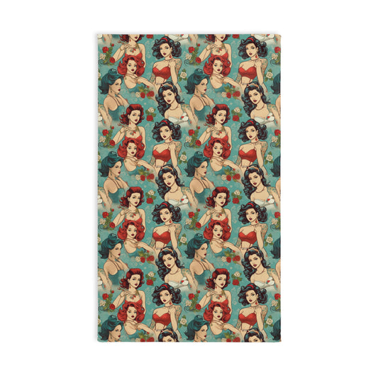 Vintage Tattoo Pinup Models Hand Towel