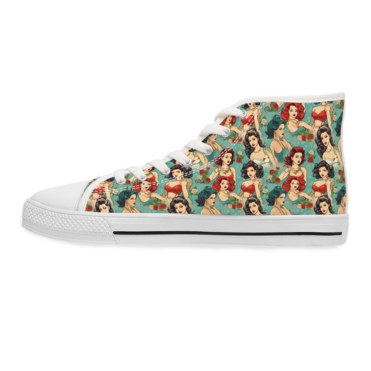 Pin Up Print Women's High Top Sneakers