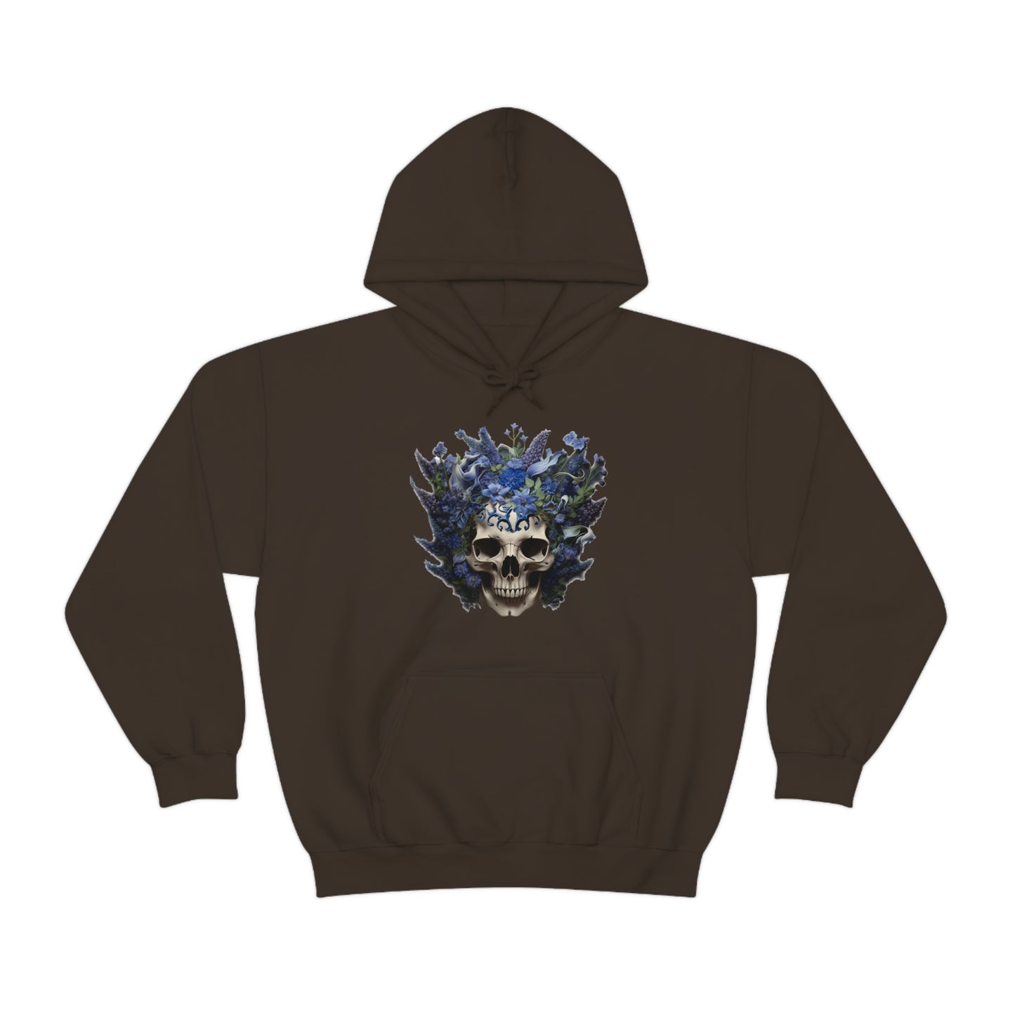 Bluebonnets Blue Lupine Floral Skull Unisex Heavy Blend™ Hooded Sweatshirt