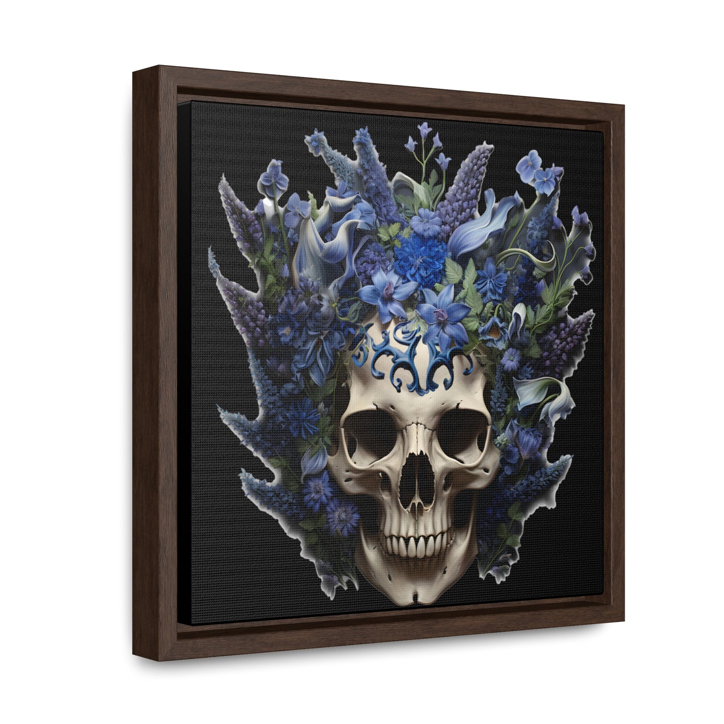 Bluebonnet Skull Digital Art Gallery Canvas Wraps, Square Frame