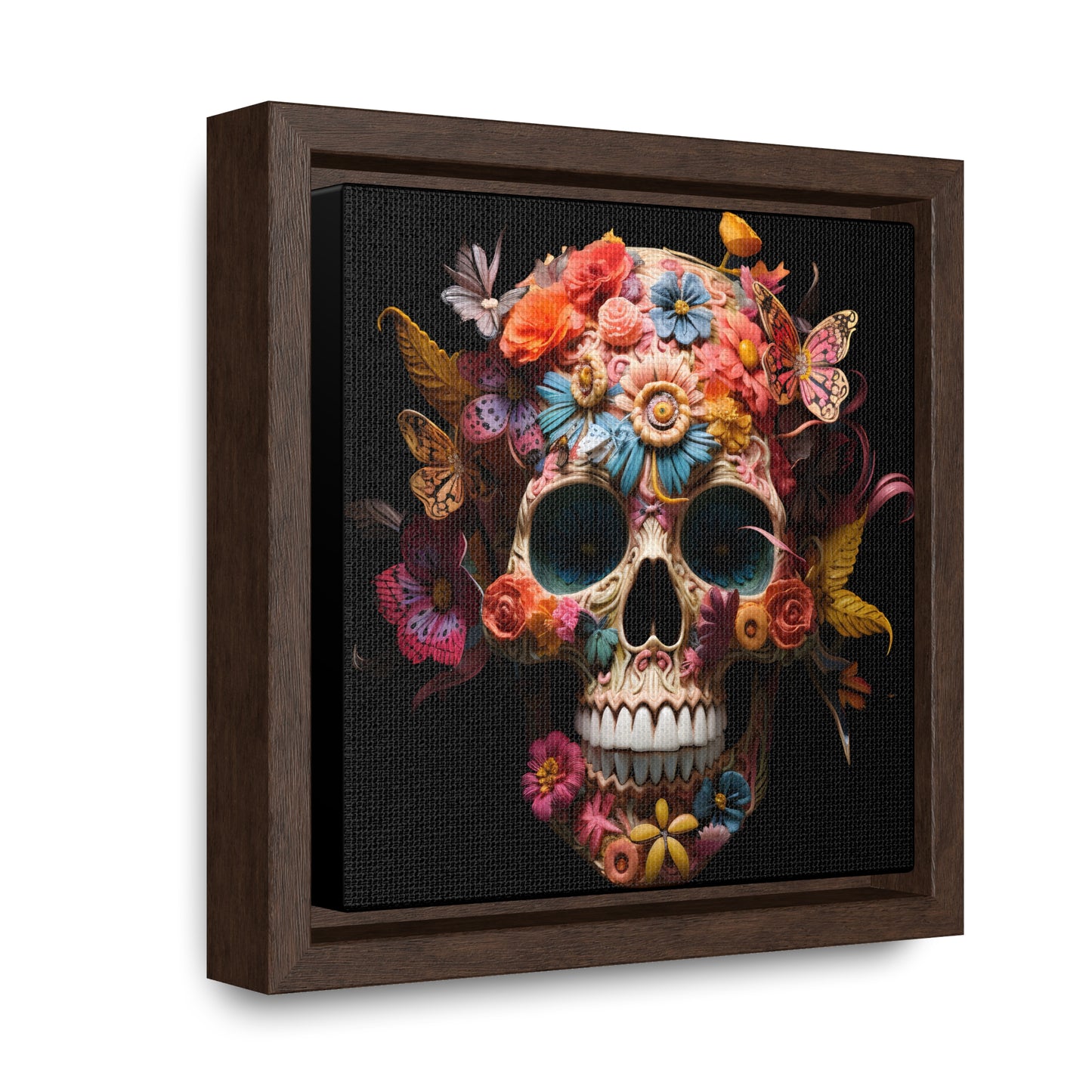 Paper Butterflies Skull Digital Art Gallery Canvas Wraps, Square Frame