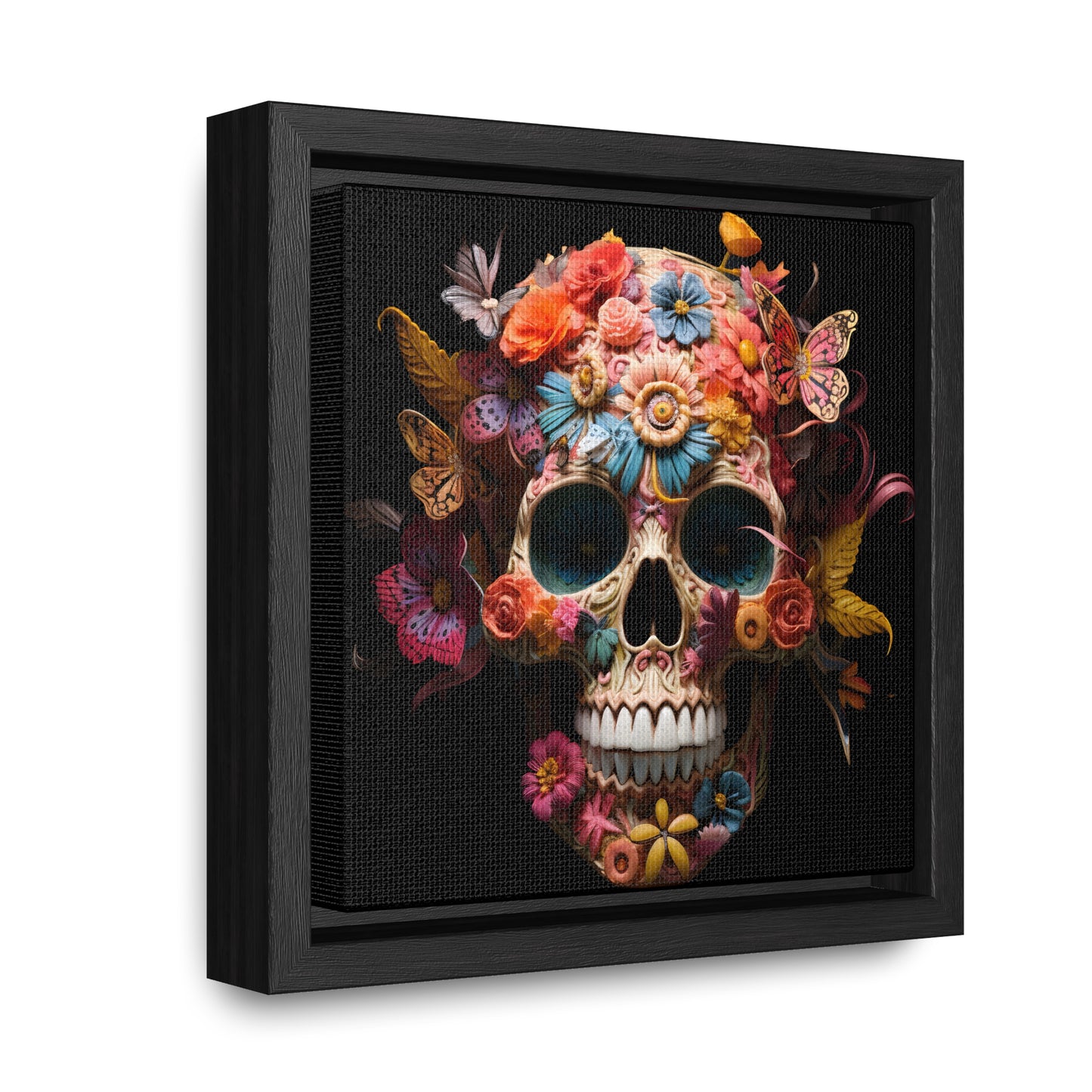 Paper Butterflies Skull Digital Art Gallery Canvas Wraps, Square Frame