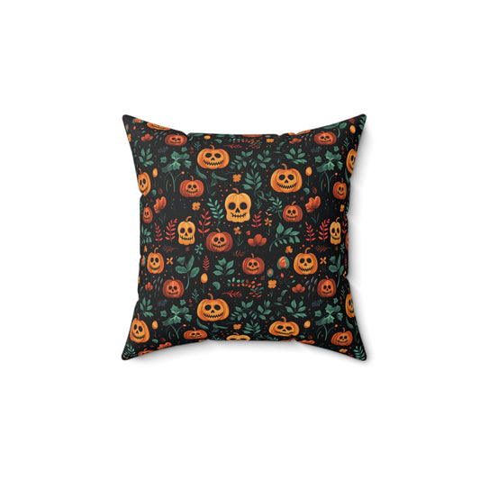 Jack-o-Lanterns Spun Polyester Square Pillow