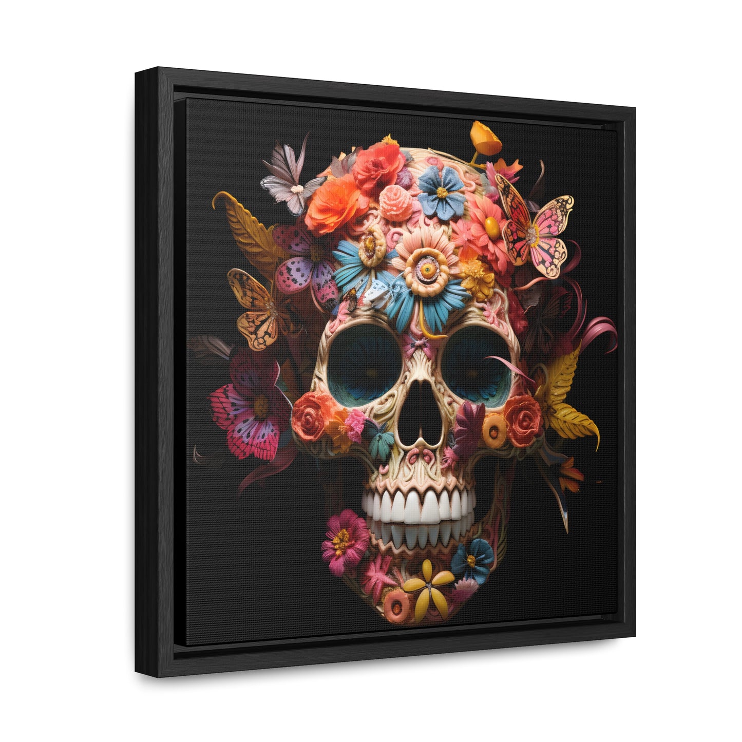 Paper Butterflies Skull Digital Art Gallery Canvas Wraps, Square Frame