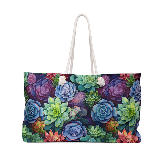 Violet Succulent Print Weekender Bag