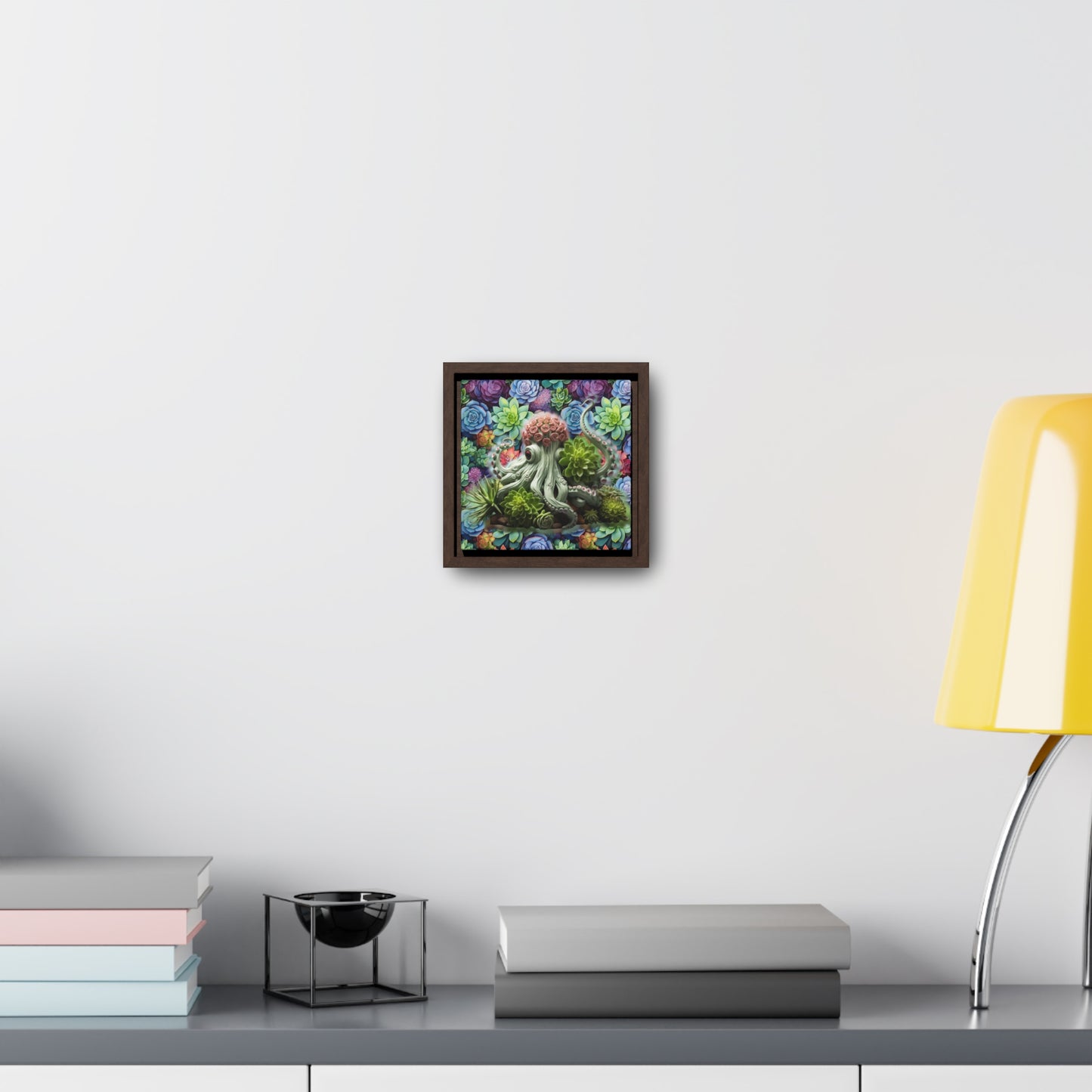 Rose the Octopus Succulent Creatures Digital Art Print Gallery Canvas Wraps, Square Frame