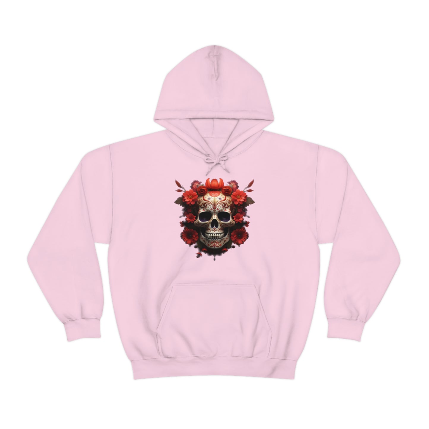 Red Floral Skull Unisex Heavy Blend™ Hooded Sweatshirt