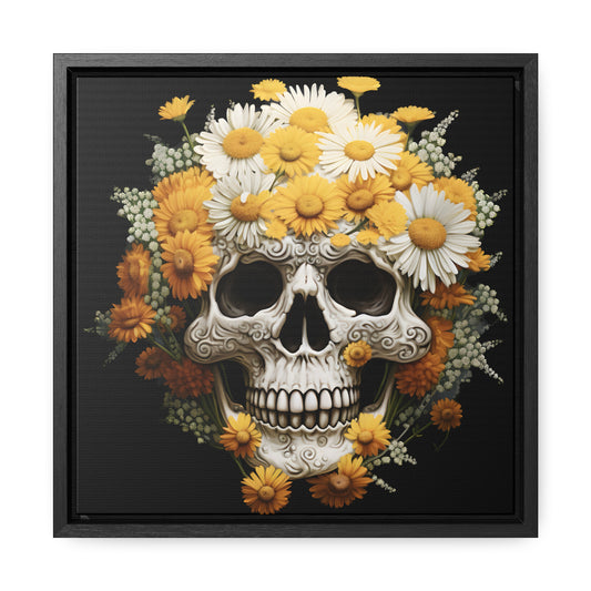 Daisy Skull Digital Art Gallery Canvas Wraps, Square Frame