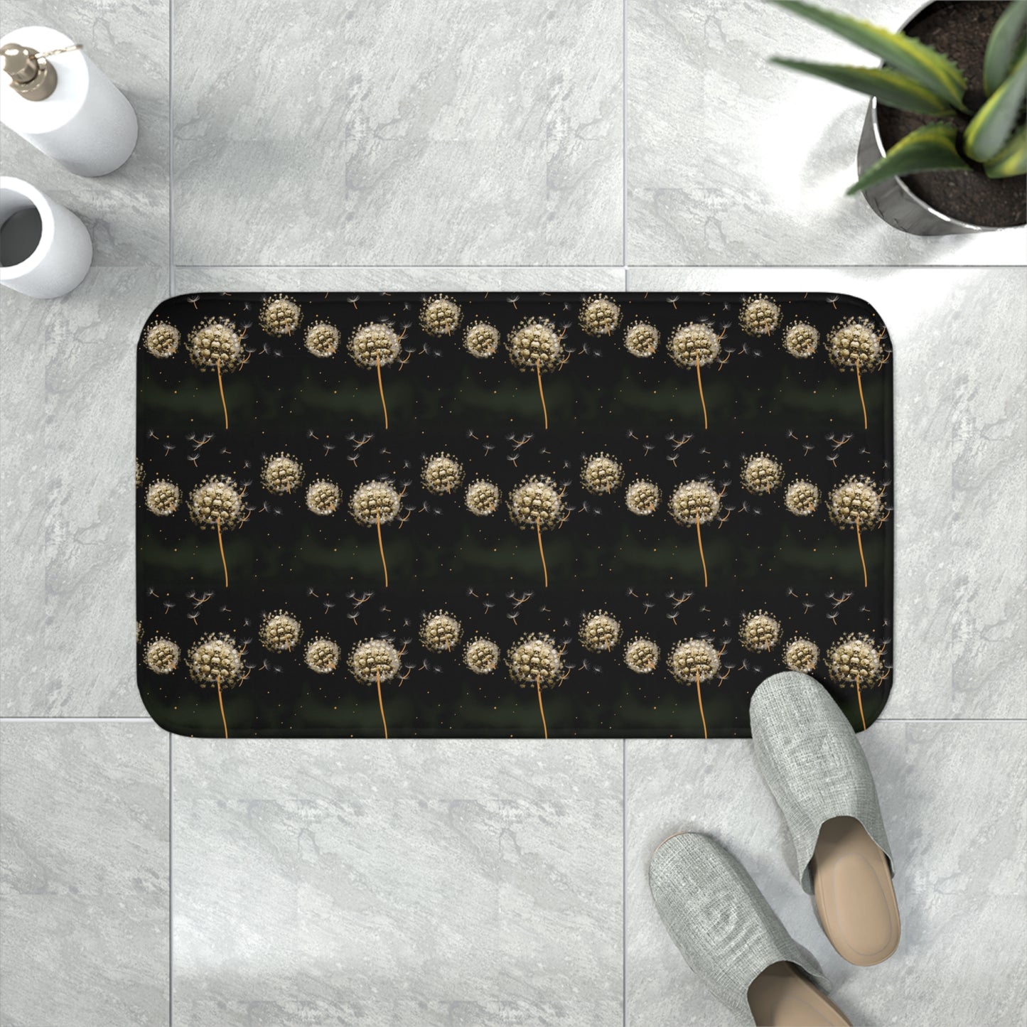 Dandelion Skulls Memory Foam Bath Mat