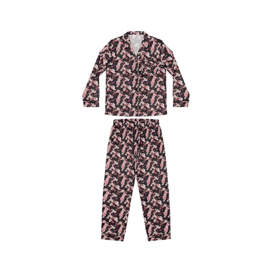 Pink Cherry Blossom Women's Satin Pajamas