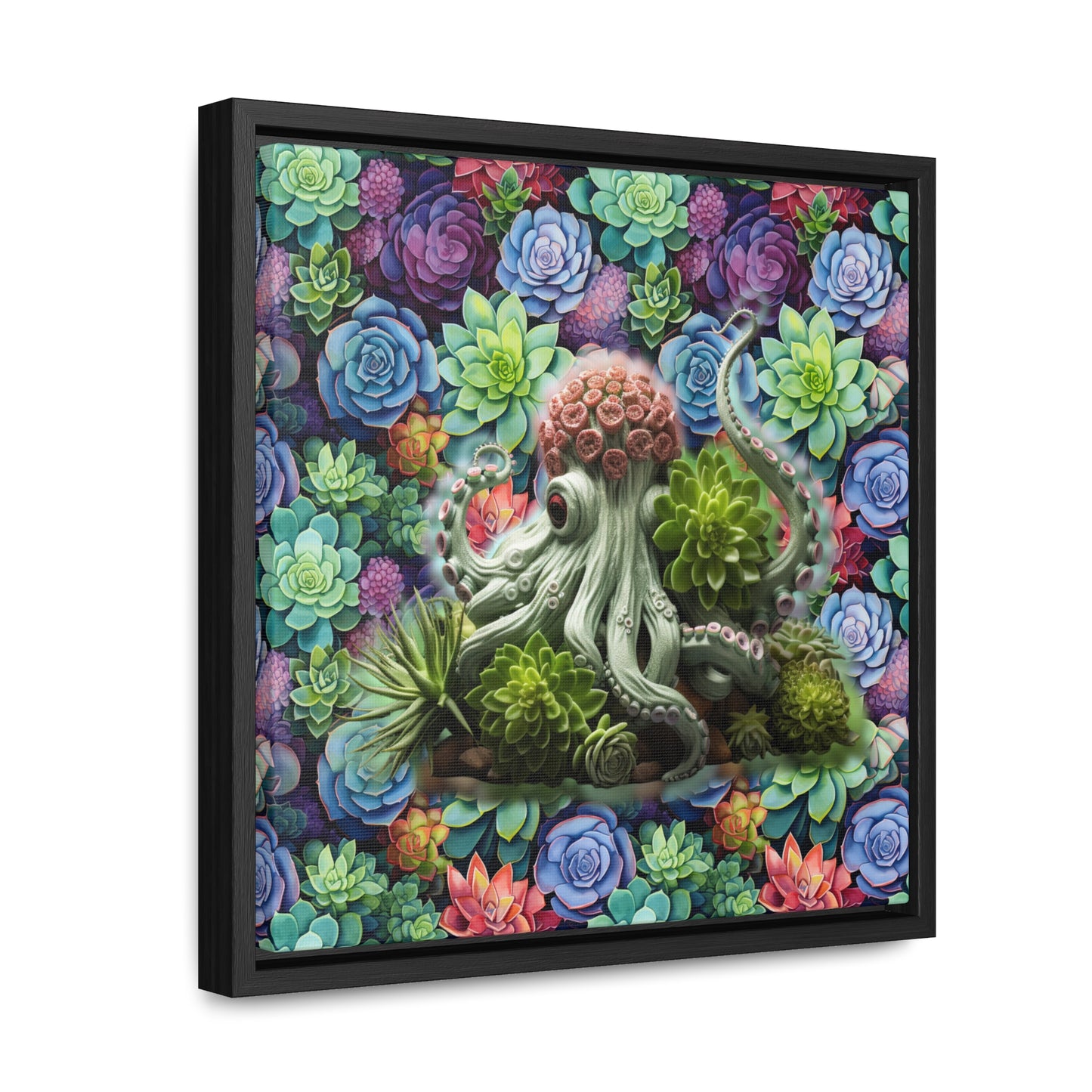 Rose the Octopus Succulent Creatures Digital Art Print Gallery Canvas Wraps, Square Frame