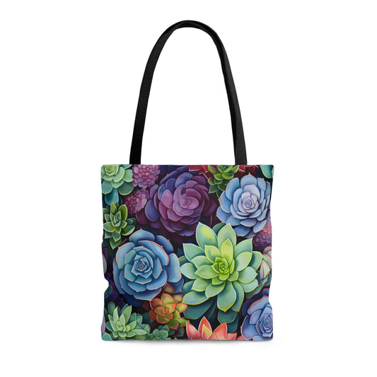 Violet Succulent Print Tote Bag