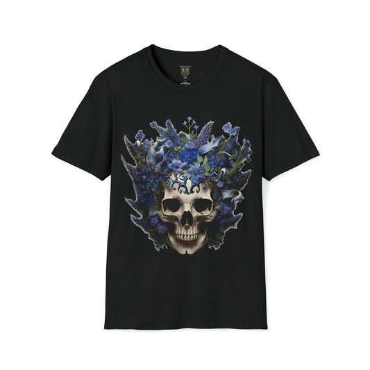 Bluebonnet Floral Skull Art Unisex Softstyle T-Shirt