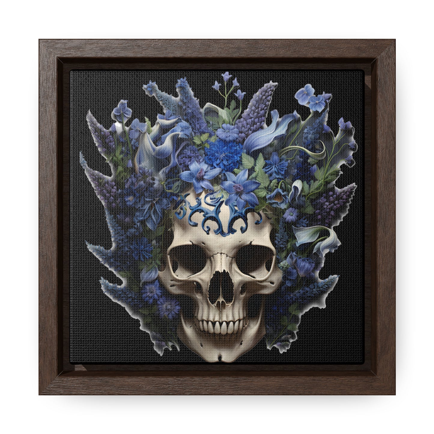 Bluebonnet Skull Digital Art Gallery Canvas Wraps, Square Frame