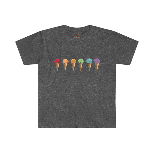 Rainbow Ice Cream Cone Unisex Softstyle T Shirt