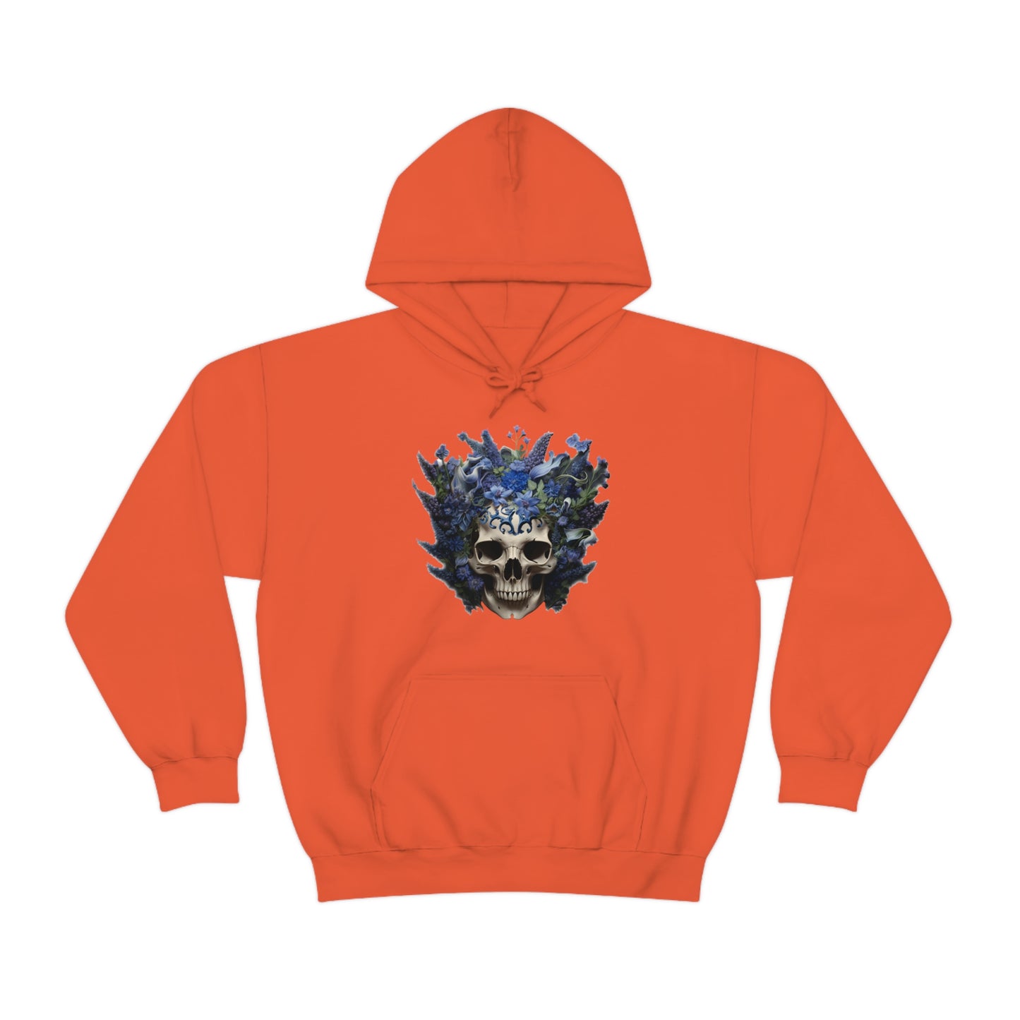 Bluebonnets Blue Lupine Floral Skull Unisex Heavy Blend™ Hooded Sweatshirt