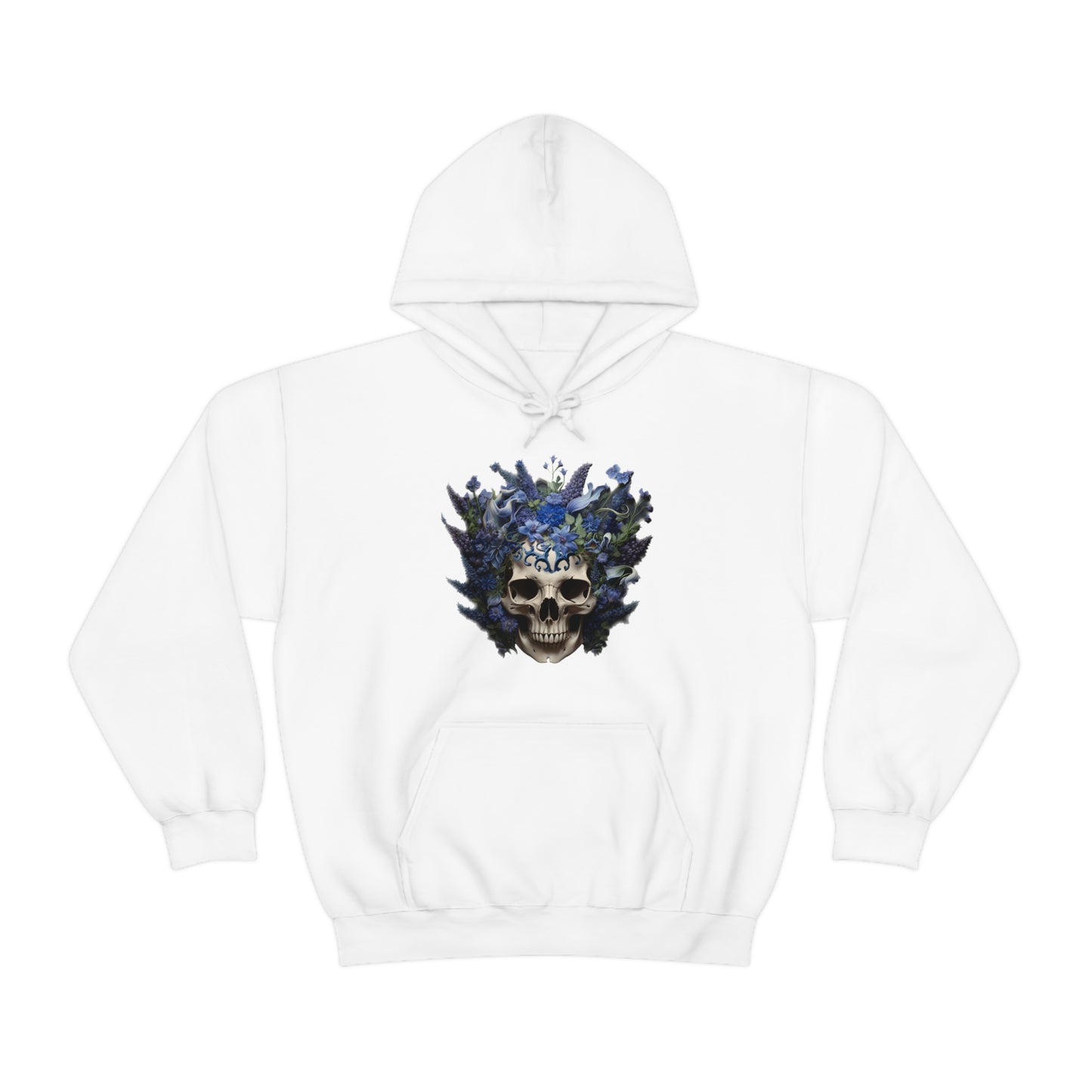 Bluebonnets Blue Lupine Floral Skull Unisex Heavy Blend™ Hooded Sweatshirt