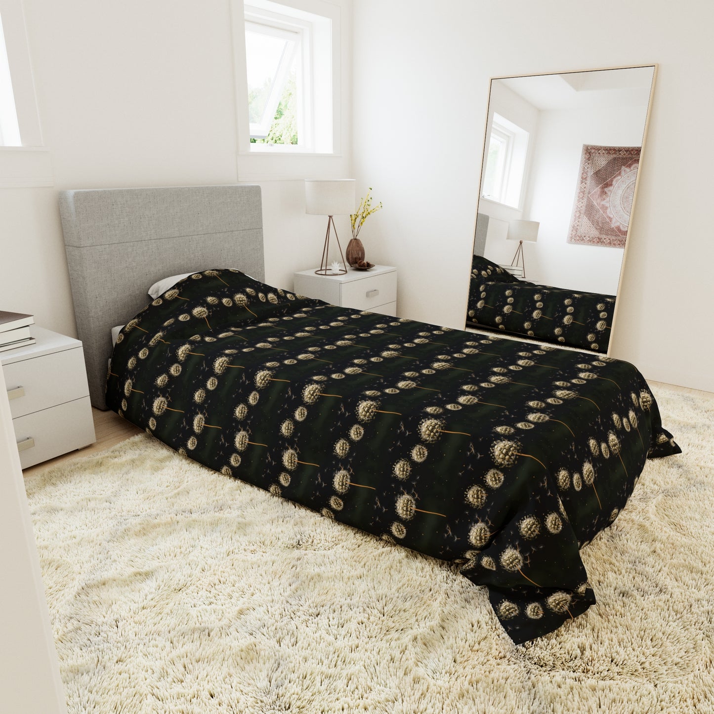 Dandelion Skulls Duvet Cover