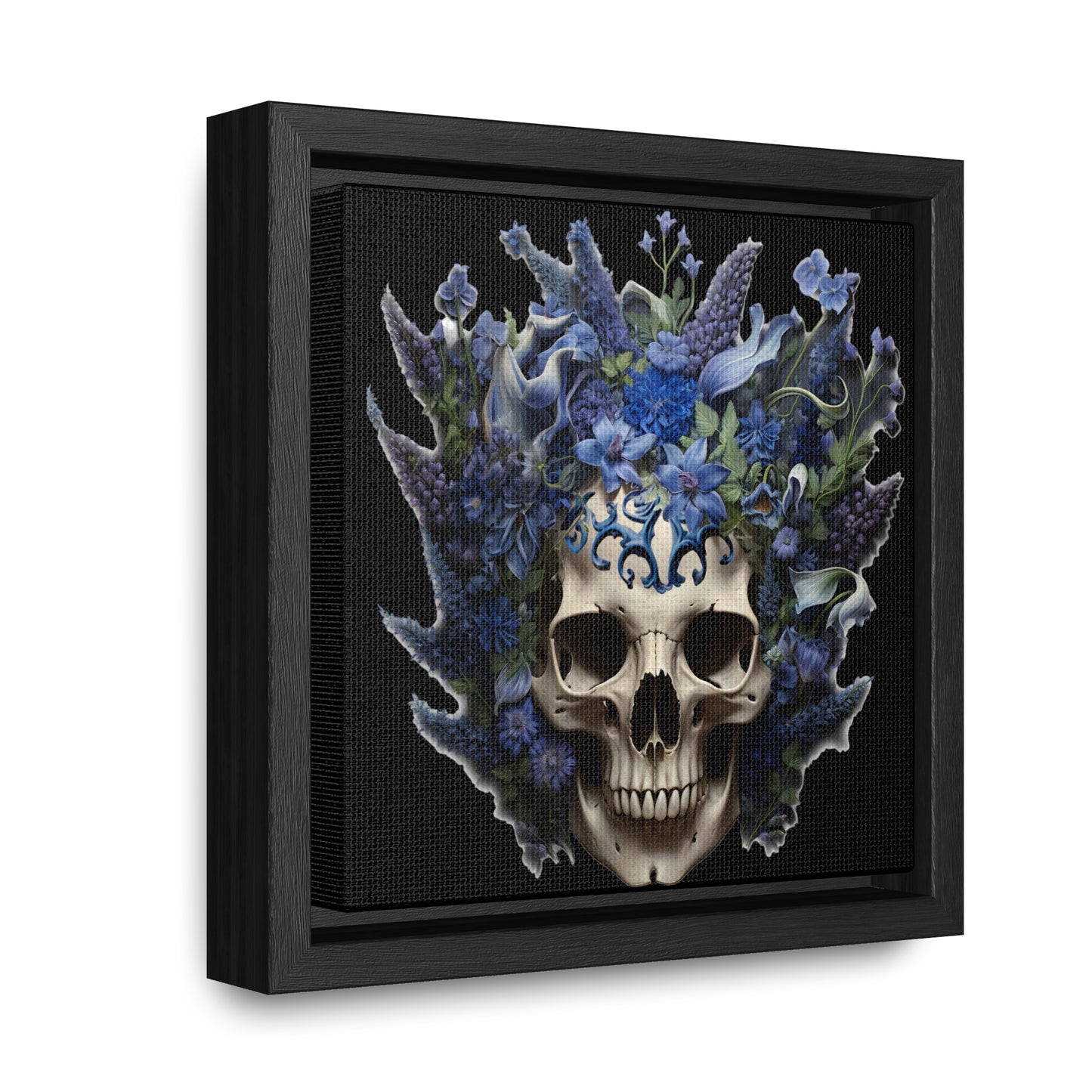 Bluebonnet Skull Digital Art Gallery Canvas Wraps, Square Frame