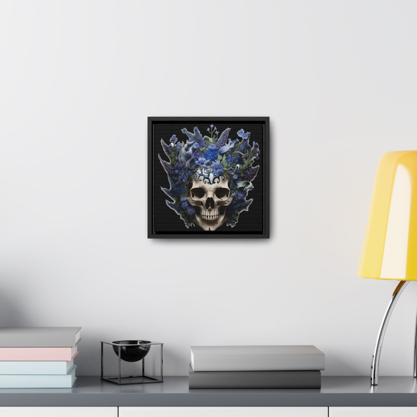 Bluebonnet Skull Digital Art Gallery Canvas Wraps, Square Frame