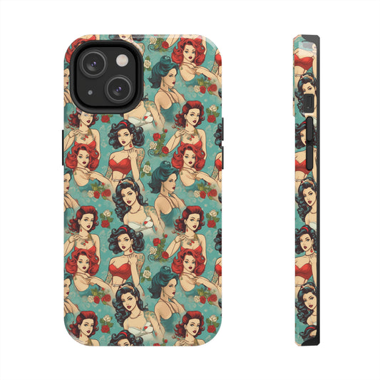 Vintage Tattoo Pinup Model Tough Phone Cases