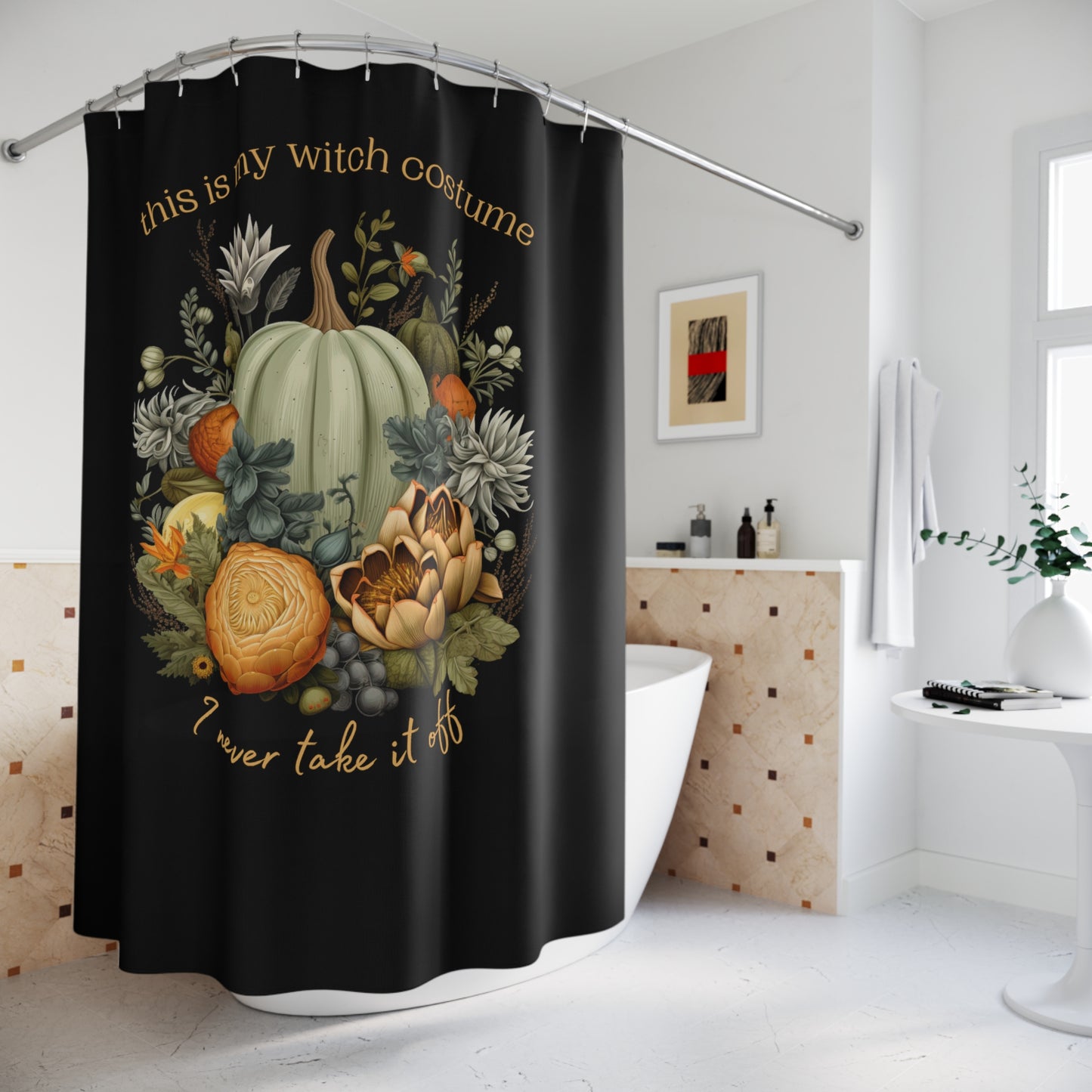 This Is My Witch Costume, I Never Take it Off Pumpkins & Artichokes Polyester Shower Curtain