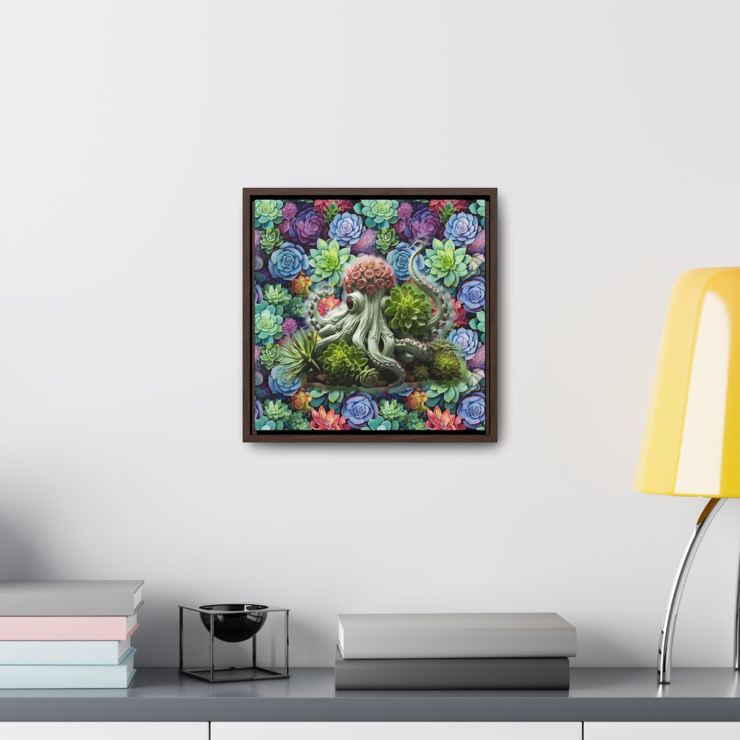 Rose the Octopus Succulent Creatures Digital Art Print Gallery Canvas Wraps, Square Frame