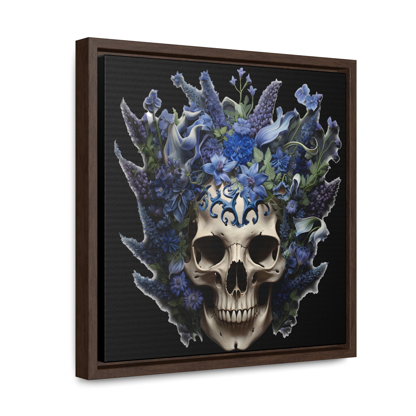 Bluebonnet Skull Digital Art Gallery Canvas Wraps, Square Frame