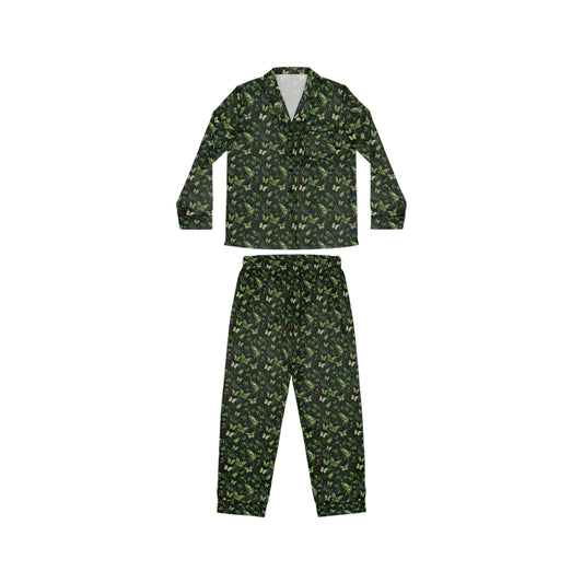 Green Butterfly Women's Satin Pajamas